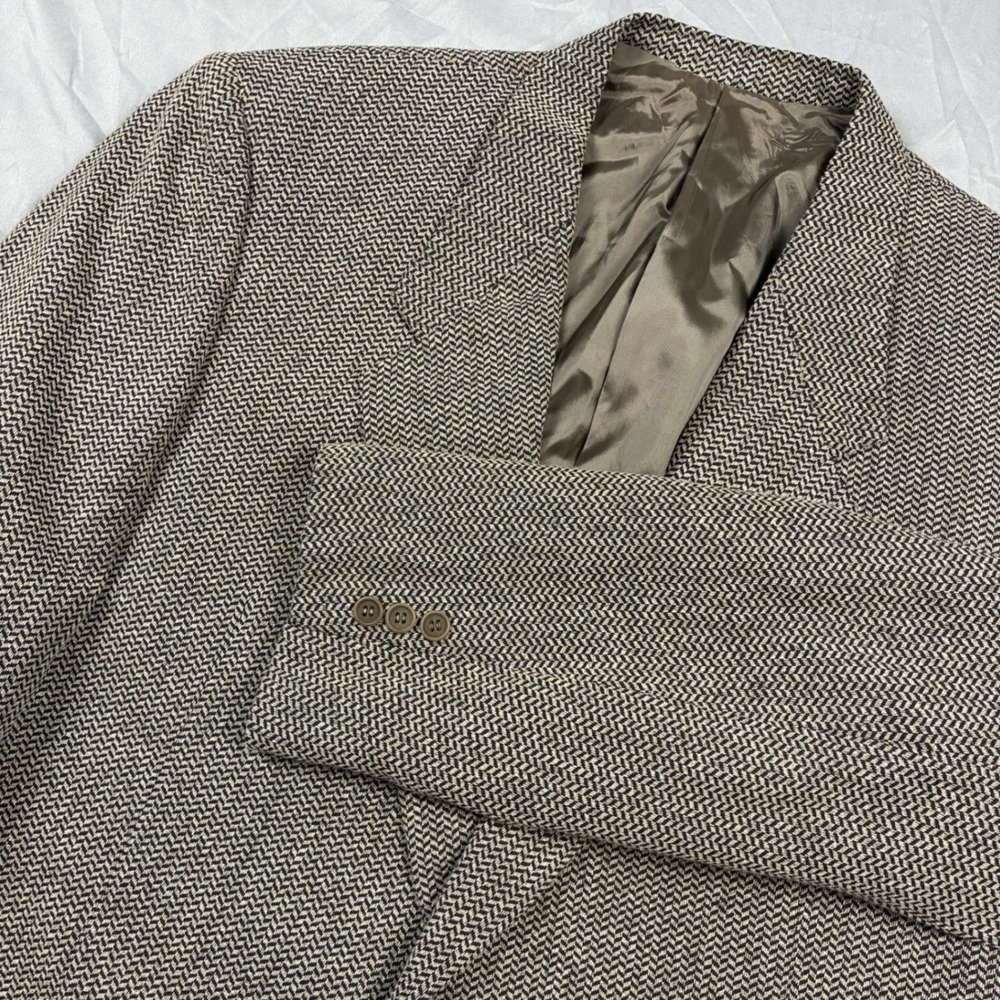 Mani by Giorgio Armani Sport Coat 46L Brown Herringbone Wool Cotton Blend Italy